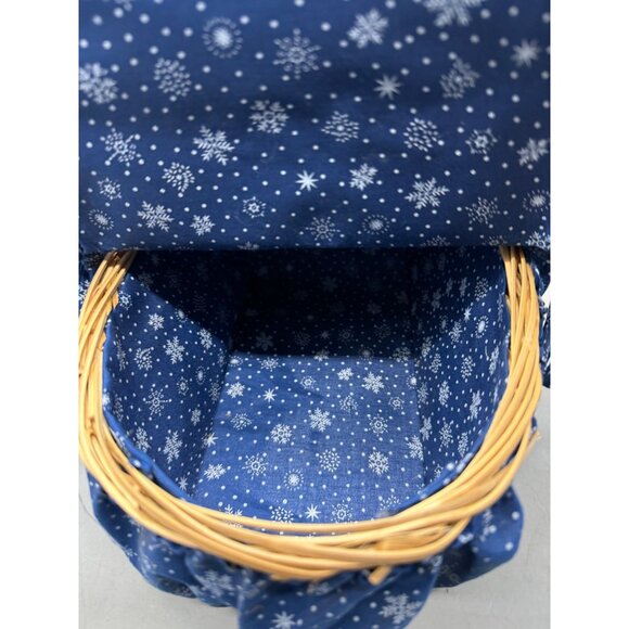 Holiday Snowman Woven Wicker Cloth Basket Lid Handle Christmas Home Decor READ - Picture 9 of 12